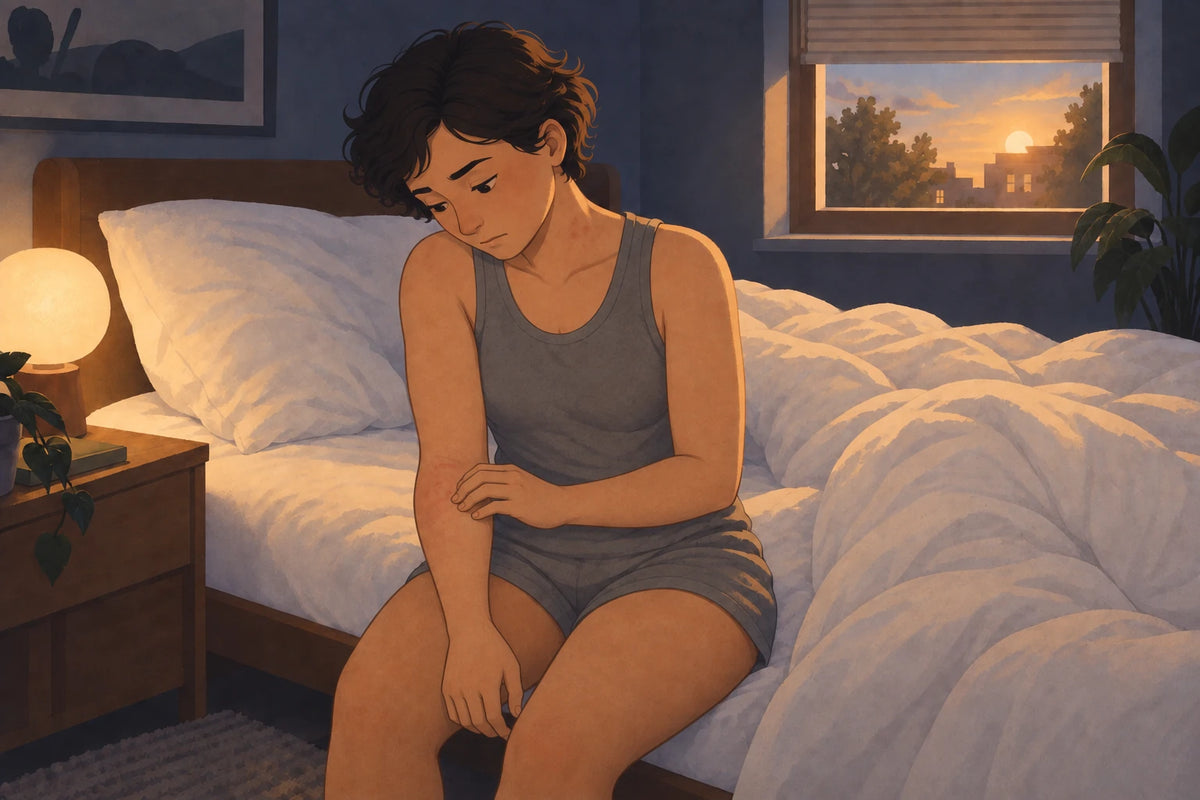 Illustration: sitting up in the morning, finding new scratch marks