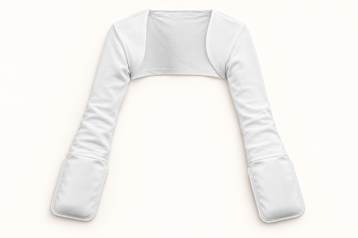 Connected sleep mitten — full flat lay product concept