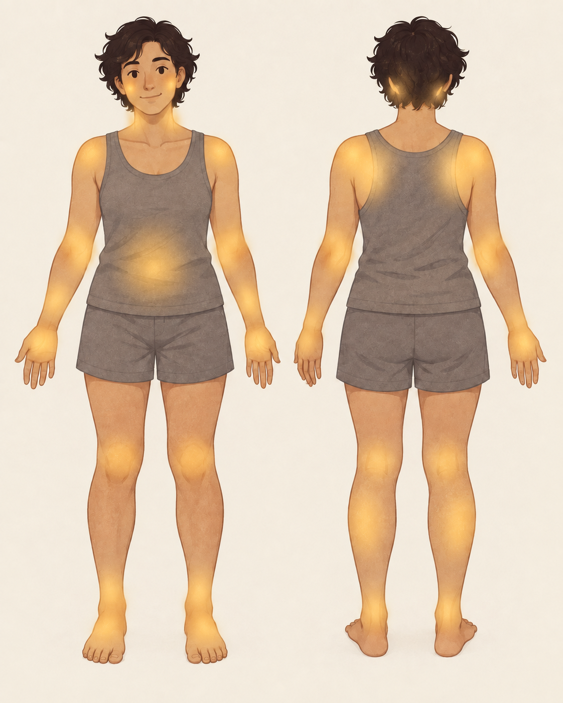 Body map: the places people scratch at night, front and back
